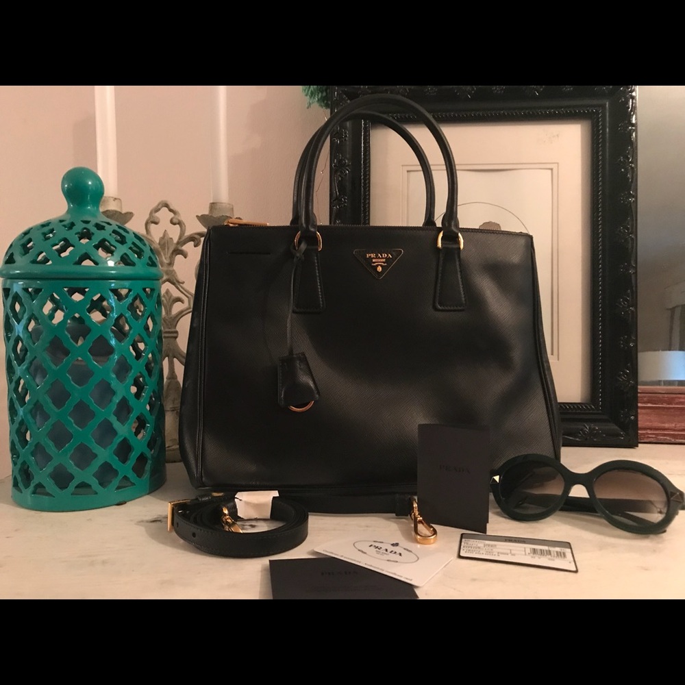 Prada Saffiano Lux Medium Double-Zip Leather